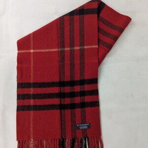 Burberry London Classic Nova Check 100% Cashmere Red Scarf Made In England
